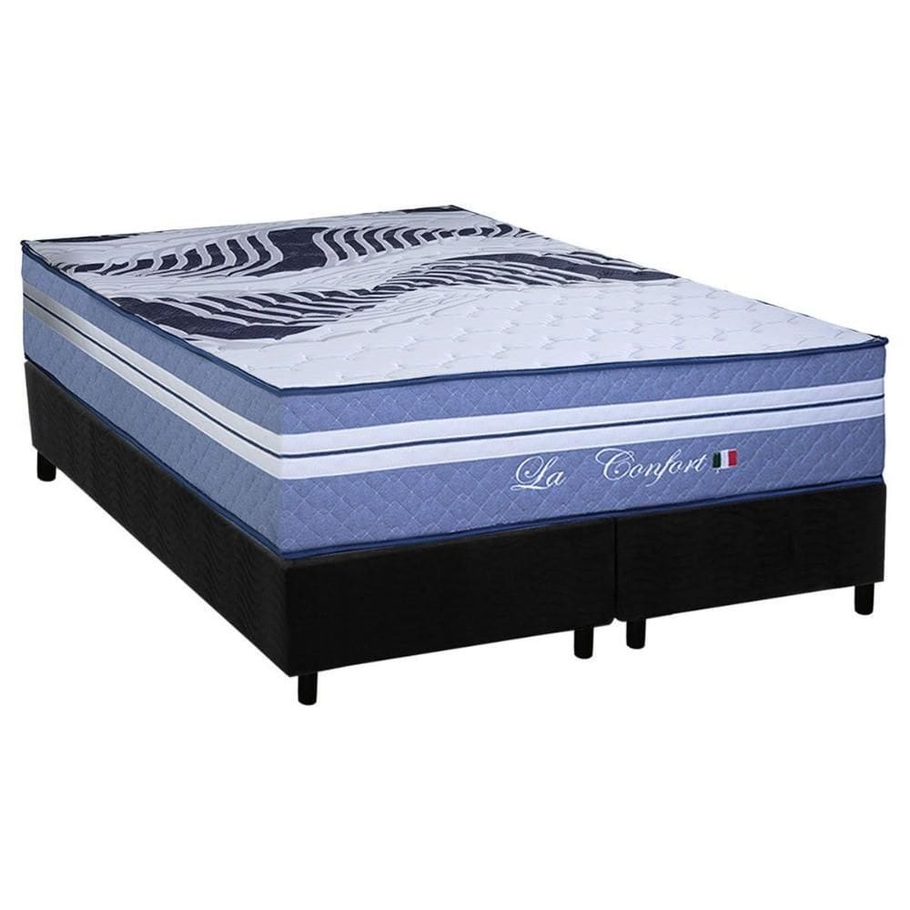 Cama Box King: Colchão Molas Molas Ensacadas Ensacadas Paropas La Confort + Base CRC Suede Black (193x203)