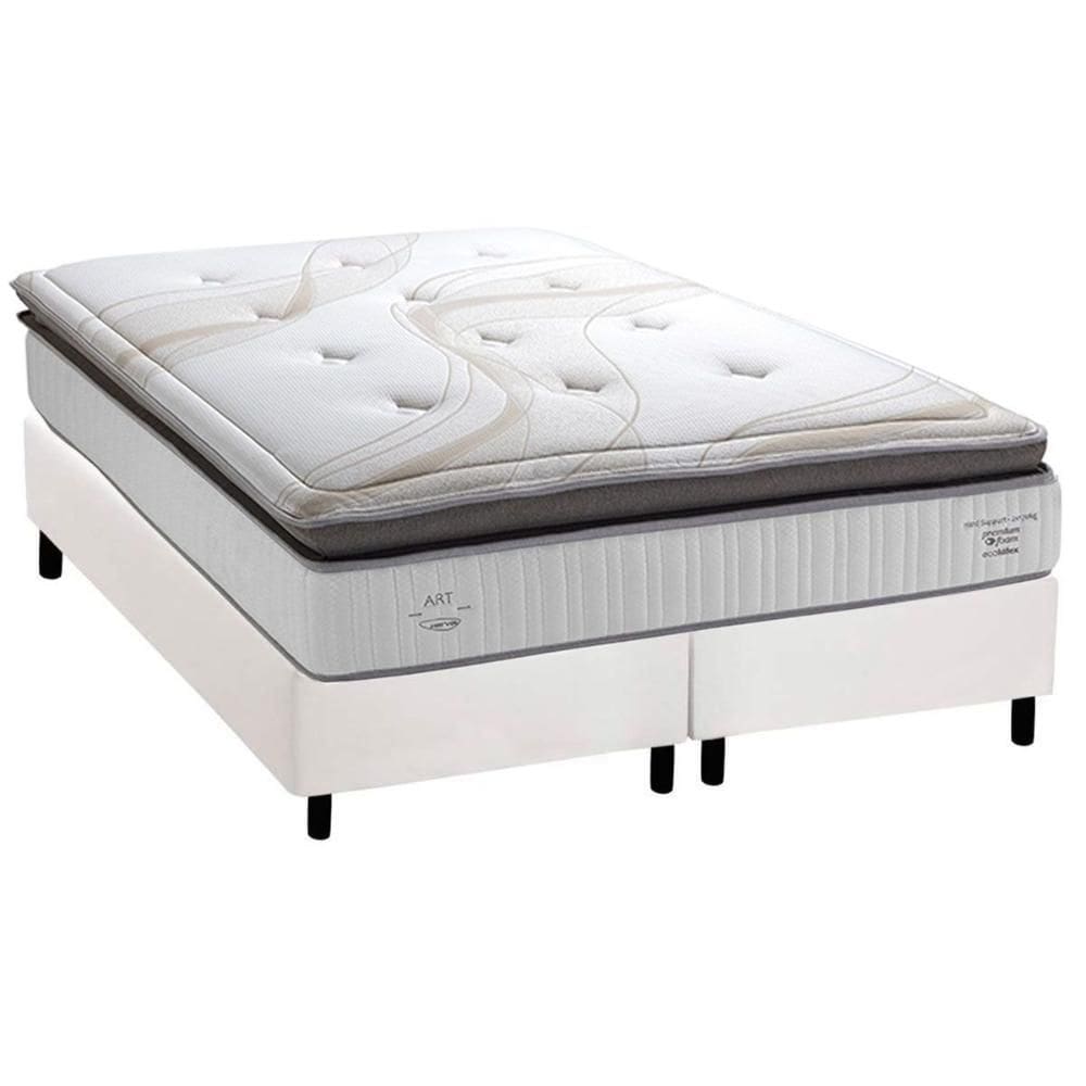 Cama Box Queen: Colchão Molas Ensacadas Herval C1725 + Base CRC Corano White (158x198)