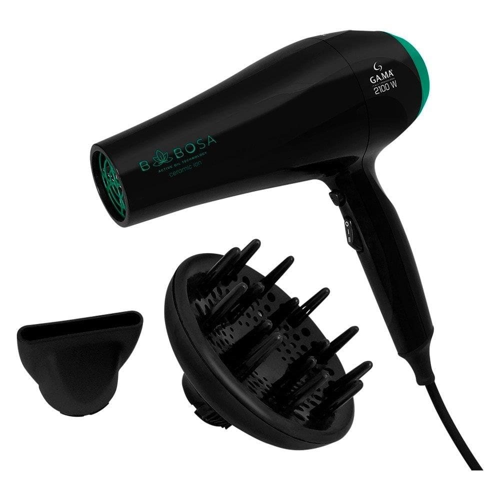 Secador de Cabelo Gama Babosa Ceramic Ion 2 Velocidades 3 Temperaturas 2100W, Preto/Verde