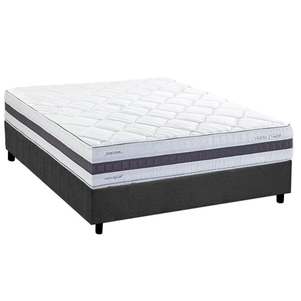 Cama Box Casal: Colchão Molas Molas Ensacadas Ensacadas Herval Maxspring C1742 + Base CRC Suede Gray (138x188)