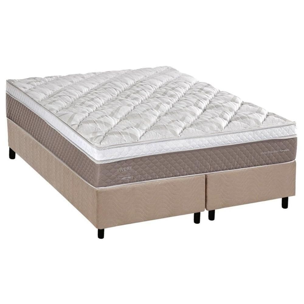 Cama Box King: Colchão Molas MasterPocket Ensacadas Herval C1624 + Base CRC Suede Clean (193x203)