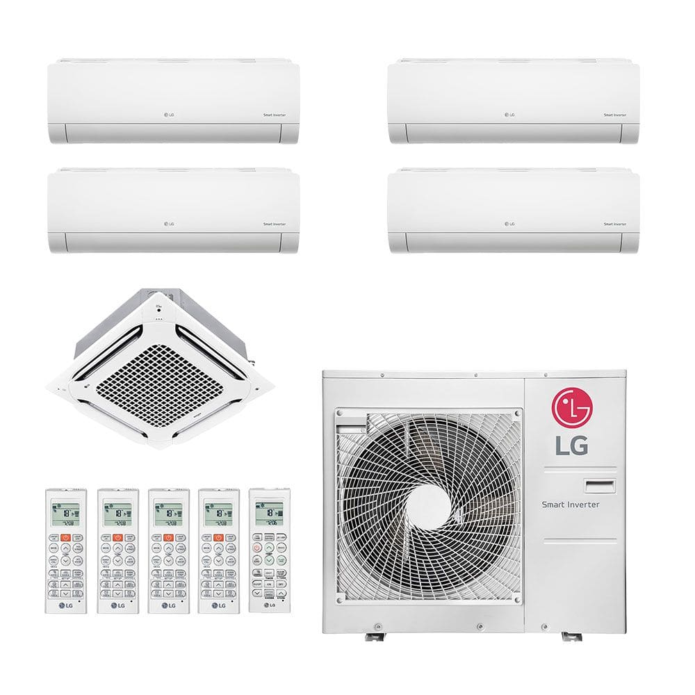 Ar-Condicionado Multi Split Inverter LG 48.000 (2x Evap HW 9.000 + 2x Evap HW 18.000 + 1x Evap Cassete 4 Vias 24.000) Quente/Frio 220V