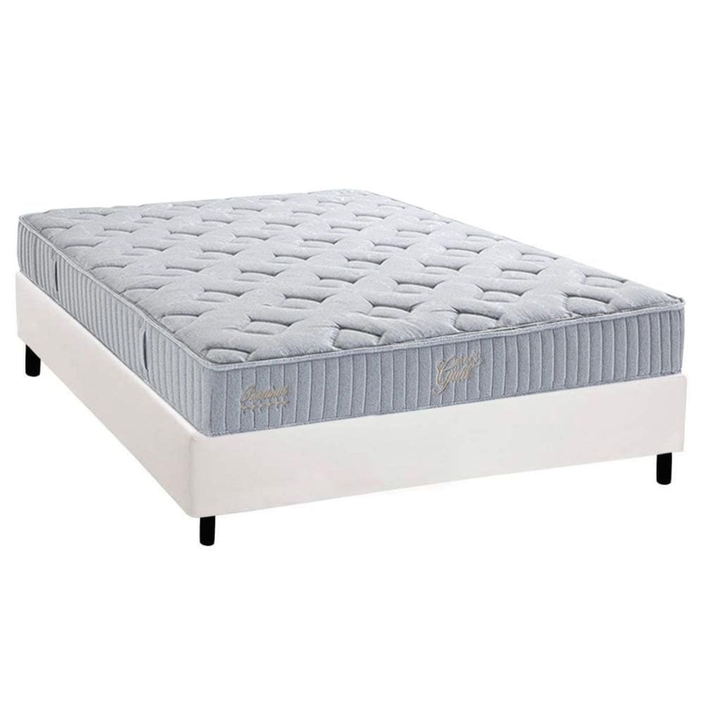 Cama Box Casal: Colchão Molas Ensacadas Herval Premium + Base CRC Corano White (138x188)