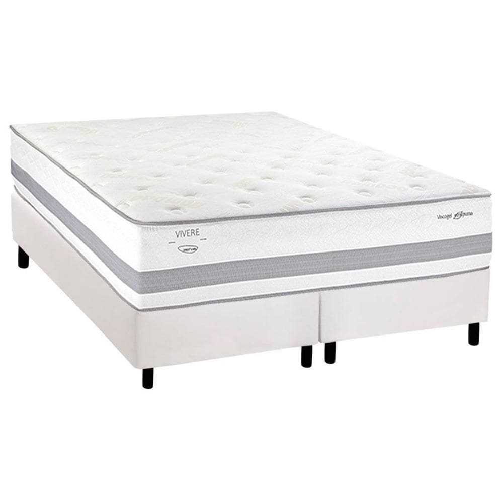 Cama Box Queen: Colchão Molas Molas Ensacadas Ensacadas Herval C1741 + Base CRC Corano White (158x198)