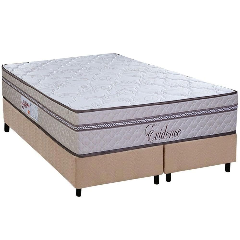 Cama Box King: Colchão Molas MasterPocket Ensacadas Paropas Evidence + Base CRC Suede Clean (193x203)