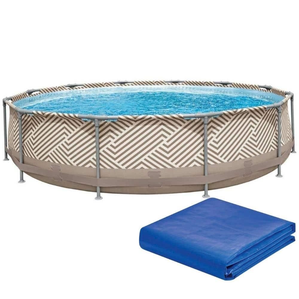 Piscina com Armação Circular 7200 Litros Diâmetro 3,6 Metros com Capa MOR