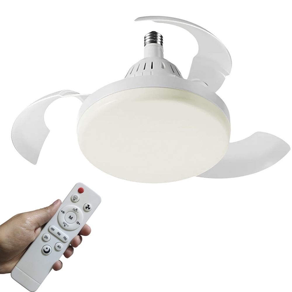Ventilador Teto Retratil Luminaria Lampada Led 3 Em 1 Dimerizavel Controle Remoto Ajustavel Vento Calor Sol Verao