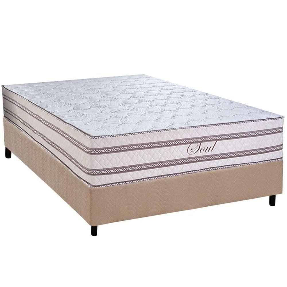 Cama Box Casal: Colchão Molas Molas Ensacadas Ensacadas Paropas Soul + Base CRC Suede Clean (138x188)