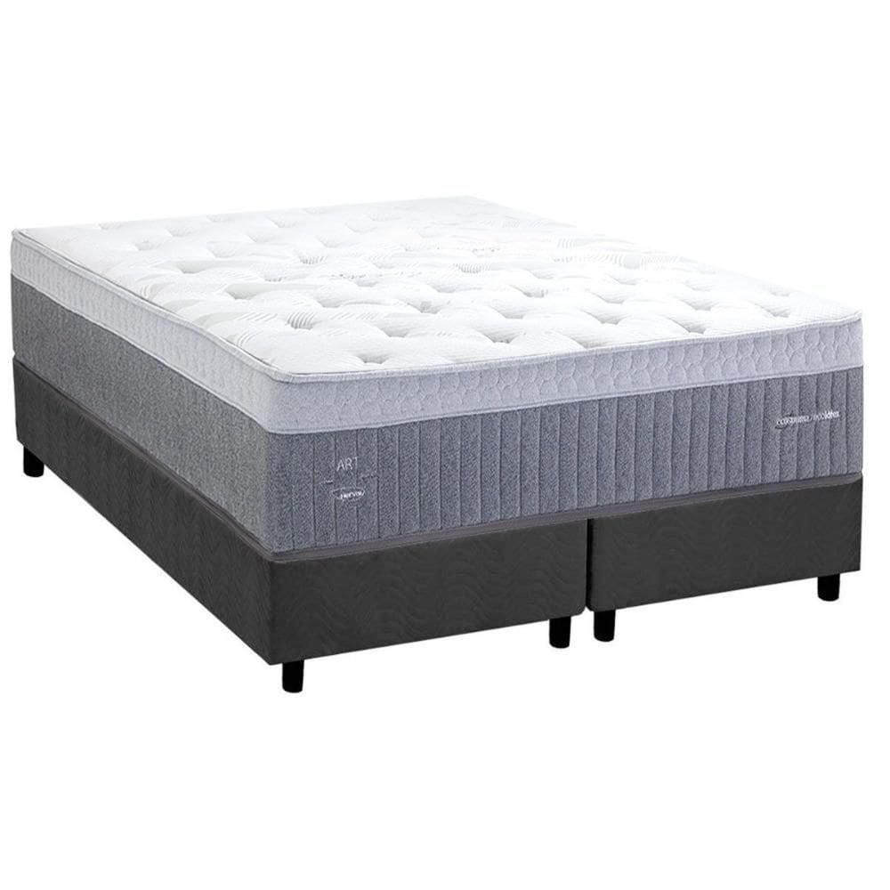 Cama Box King: Colchão Molas Ensacadas Herval C1739 + Base CRC Suede Gray (193x203)