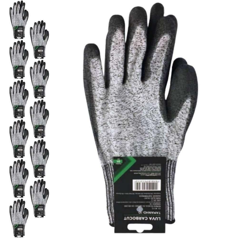 Luva de Segurança Anti-Corte Carbocut com 12 Pares CARBOGRAFITE
