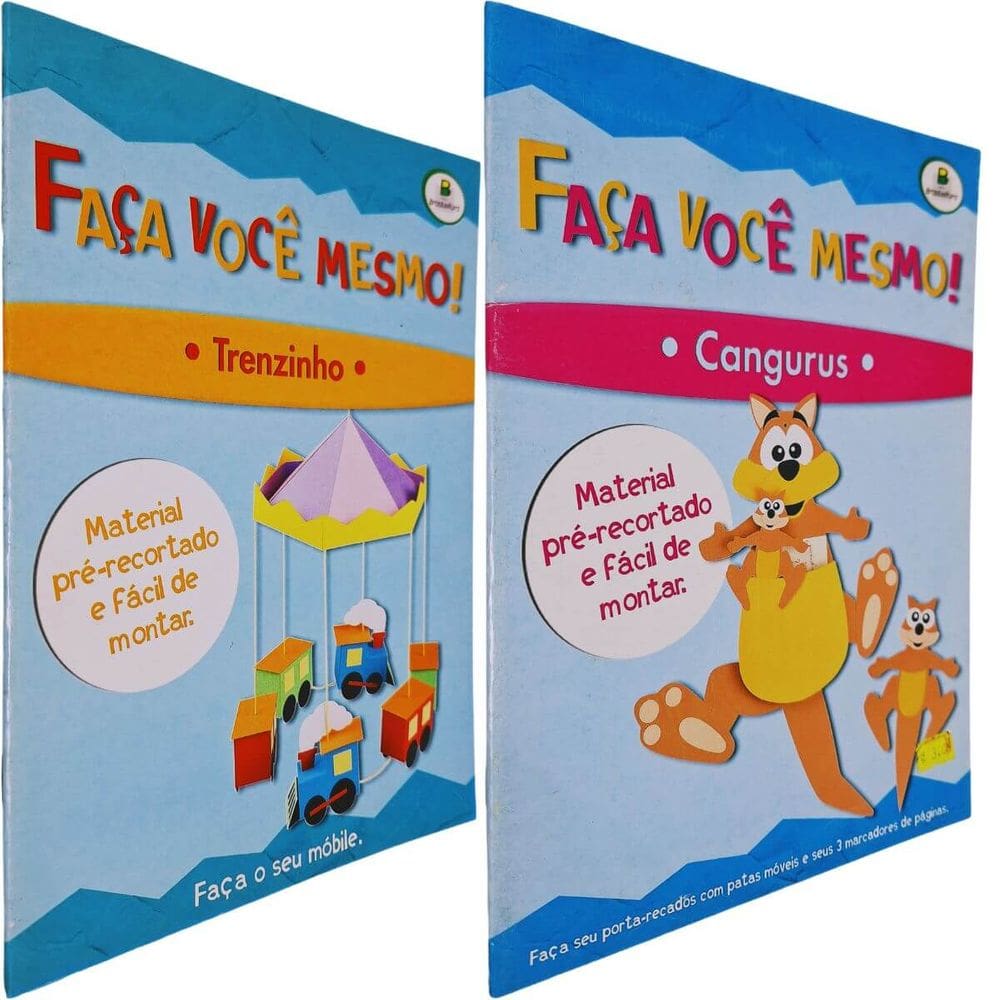 2 Livros Coleção Faça Você Mesmo: Trenzinho e Cangurus Material Pré-Recortado e Fácil de Montar
