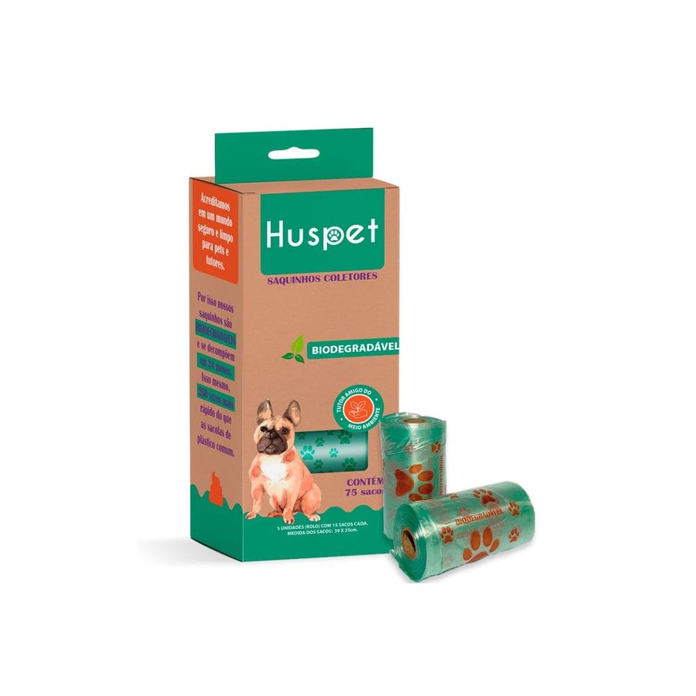 Saquinhos Coletores Biodegradaveis Huspet 5x15