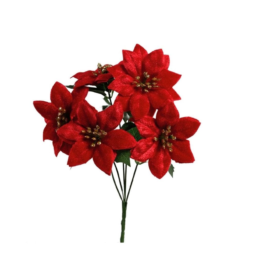 Buquê Mini Bico de Papagaio Natal Veludo Vermelho 5 Flores - Magizi