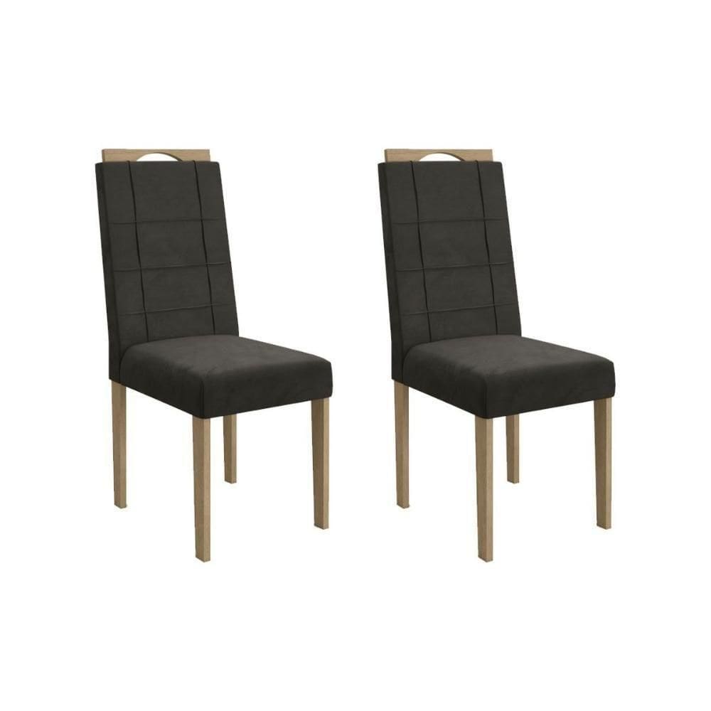Cadeira Sala De Jantar Flora 2cad150 Madeirado Kit 2 Un Carvalho/suede Grafite - Kappesberg