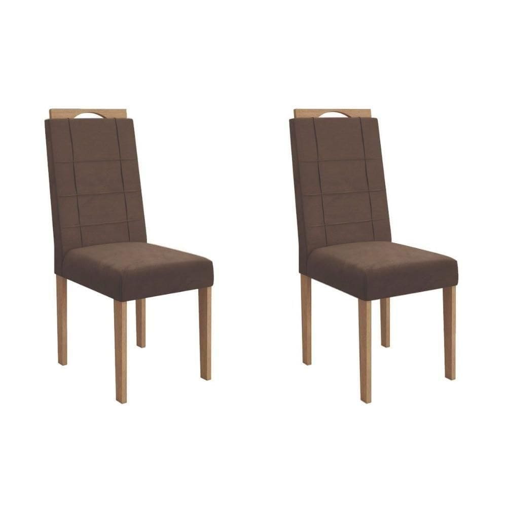 Cadeira Sala De Jantar Flora 2cad150 Madeirado Kit 2 Un Carvalho/suede Capuccino - Kappesberg