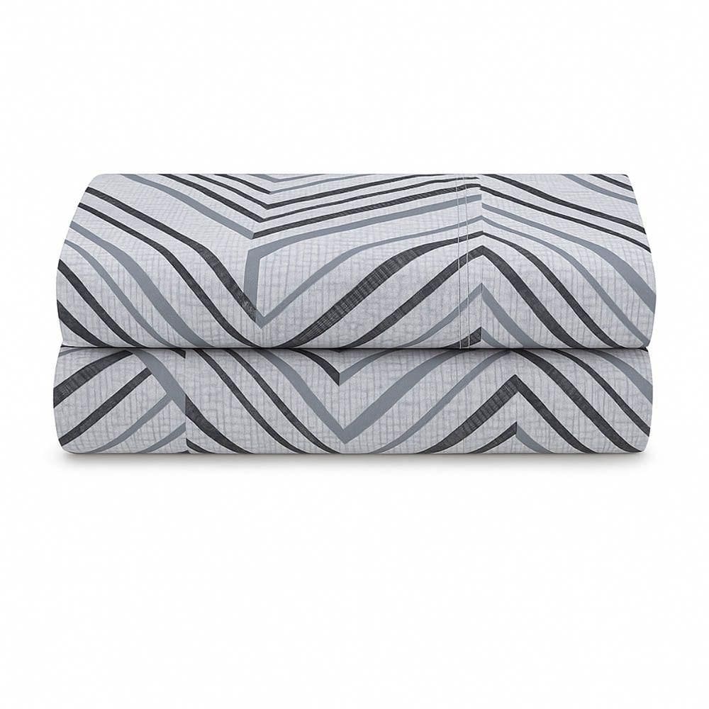 Lençol De Cima Avulso Luar Estampado Casal 01 Peça Malha 100% Algodão - Cinza Geométrico