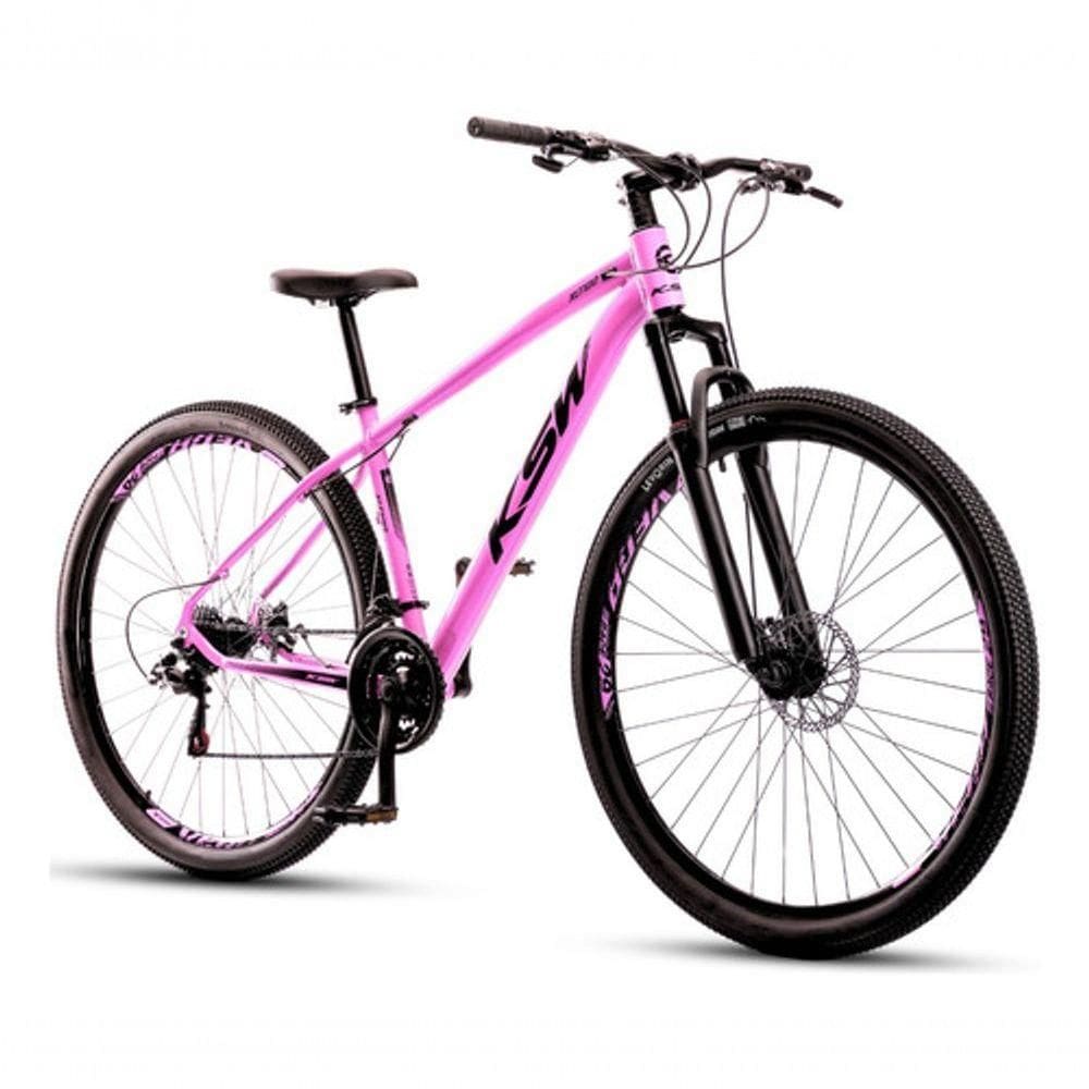 Bicicleta Bike Aro 29 Ksw Marcha 21 Velocidades Alumínio Xlt 100 Mtb Rosa 21