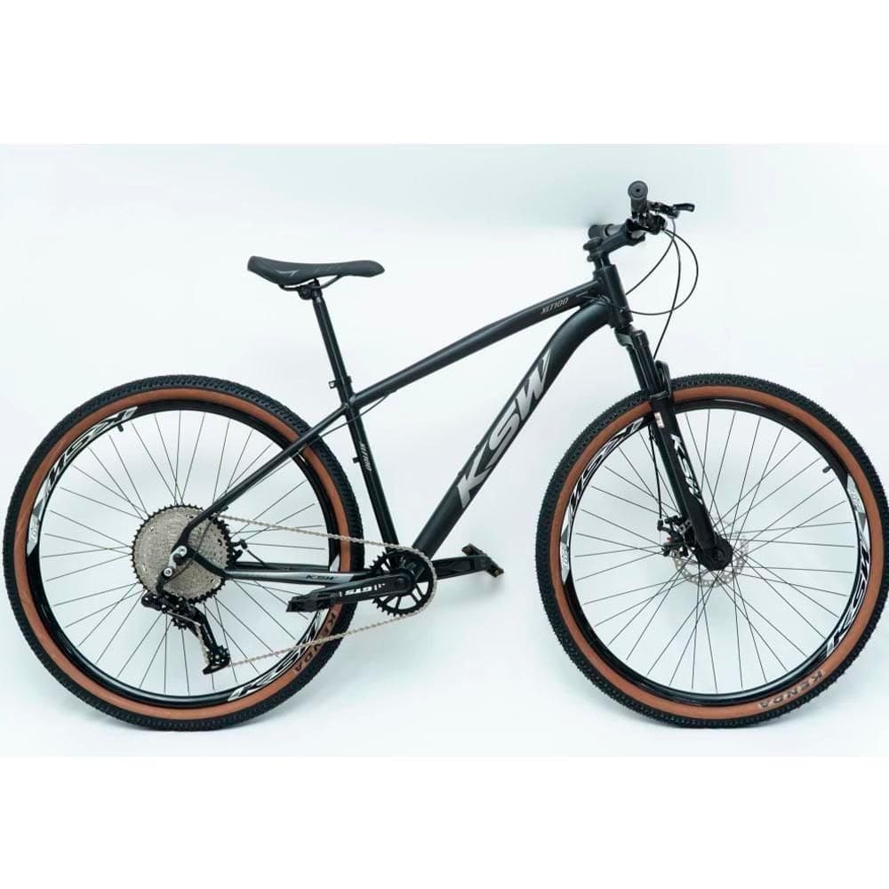 Bicicleta Aro 29 Ksw 12 Vel Alumínio Suspensão 80mm Freios A Disco Preto Fos -ad Prata 15