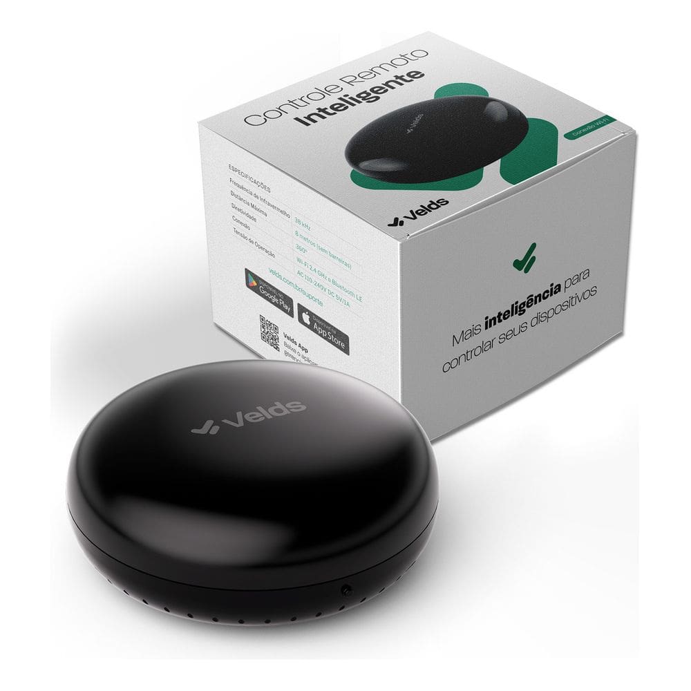 Controle Remoto Universal Inteligente Velds, Infravermelho Ir Wi-fi Compatível C/ Alexa E Google, Preto