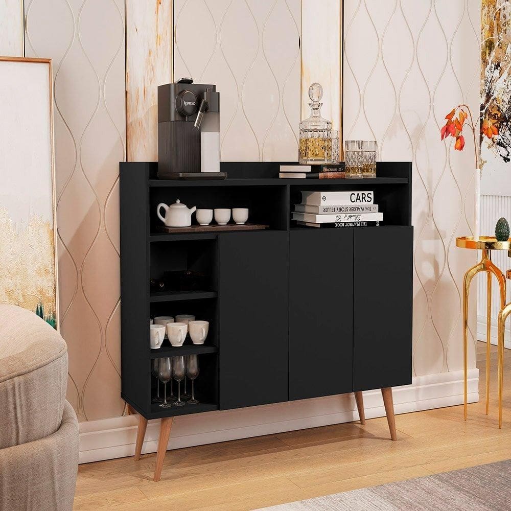 Buffet Aparador 3 Portas Nichos Retro Celta Giga Black