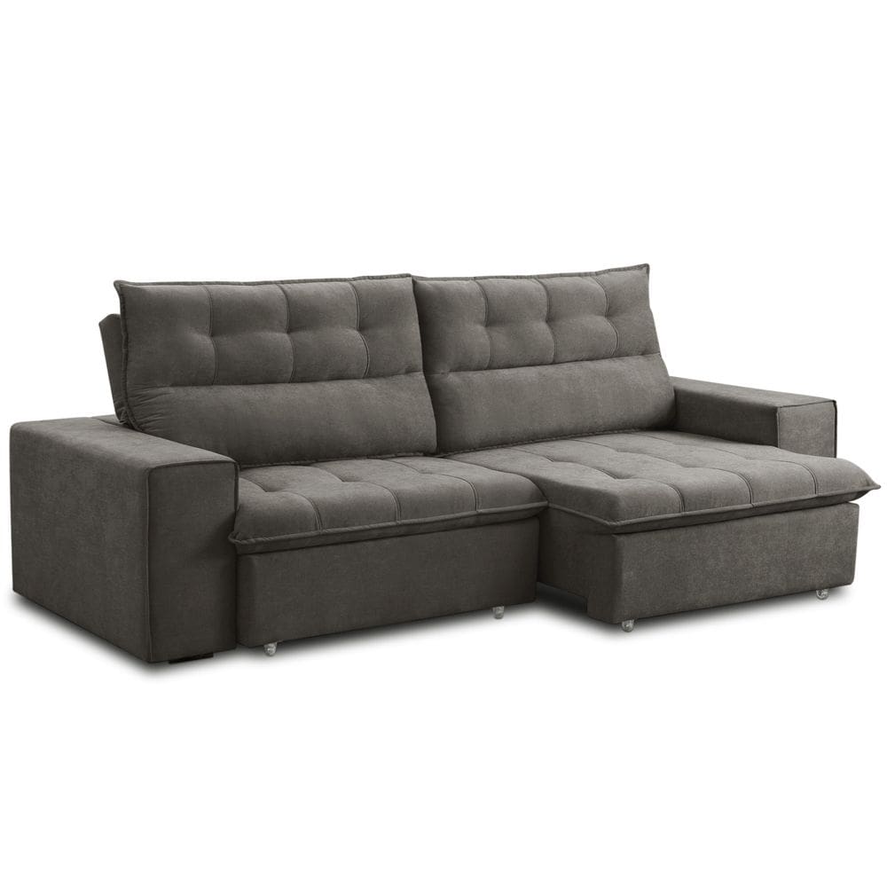 Sofá Retrátil Reclinável Para Sala 3 Lugares 200cm Neruda F04 Veludo Marrom Escuro - Lyam Decor