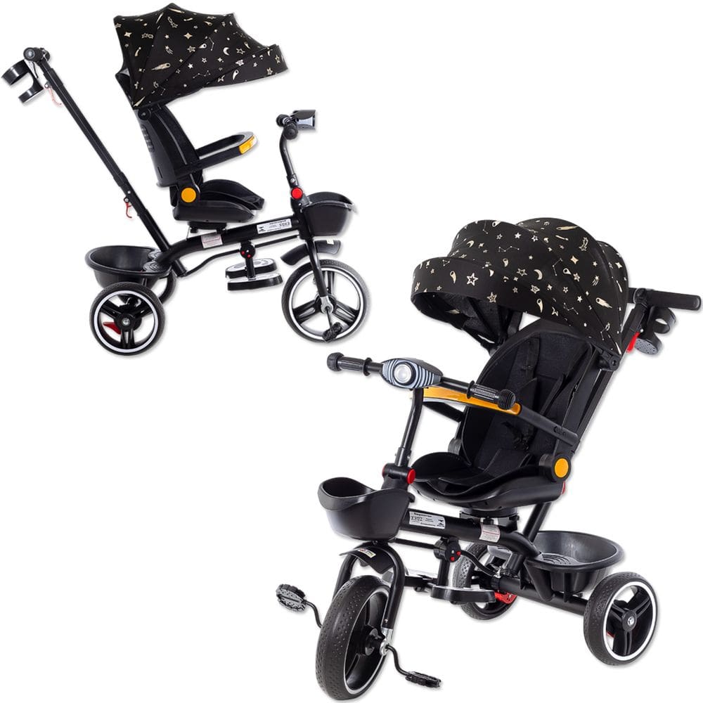 Triciclo Infantil Empurrador 2 em 1 Baby Style Twist Luxo Carrinho de Passeio Bebê Capota 50kg Haste Guia Pedal