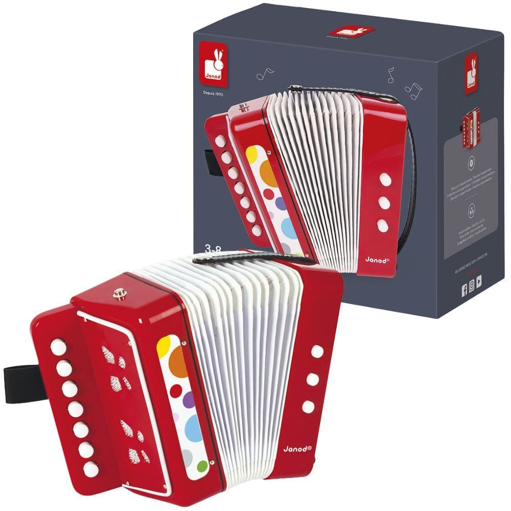Meu Primeiro Acordeão Infantil Janod Confetti Brinquedo Musical Educativo
