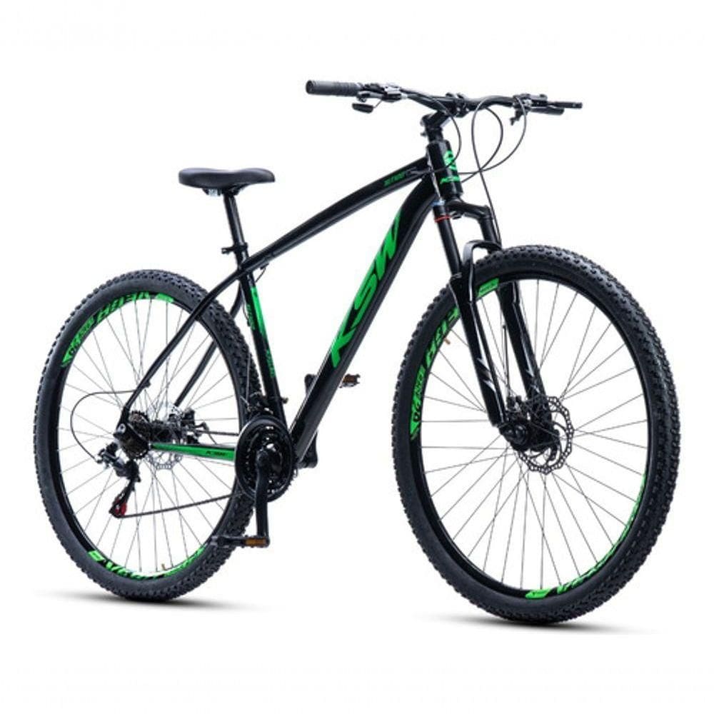 Bicicleta Aro 29 Ksw 21 Vel Shimano Alumínio Freio Disco Xlt100 Mtb Preto/verde 17