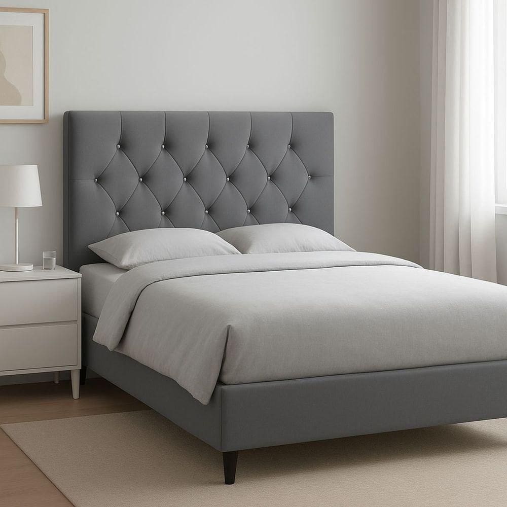 Cabeceira Para Cama Casal 140 Cm Brenda Com Frame Suede Cinza