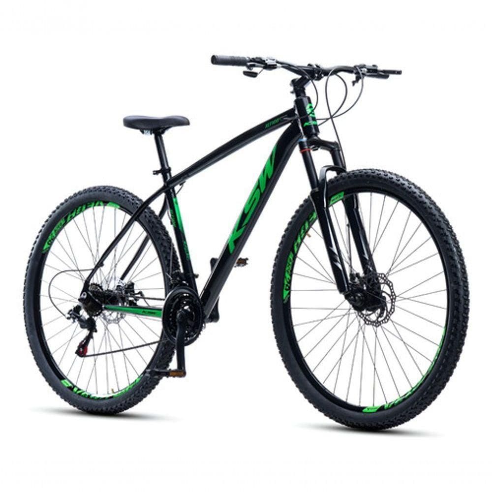 Bicicleta Aro 29 Ksw 24 Vel Shimano Alumínio Freio Disco Xlt100 Mtb Preto/verde 17