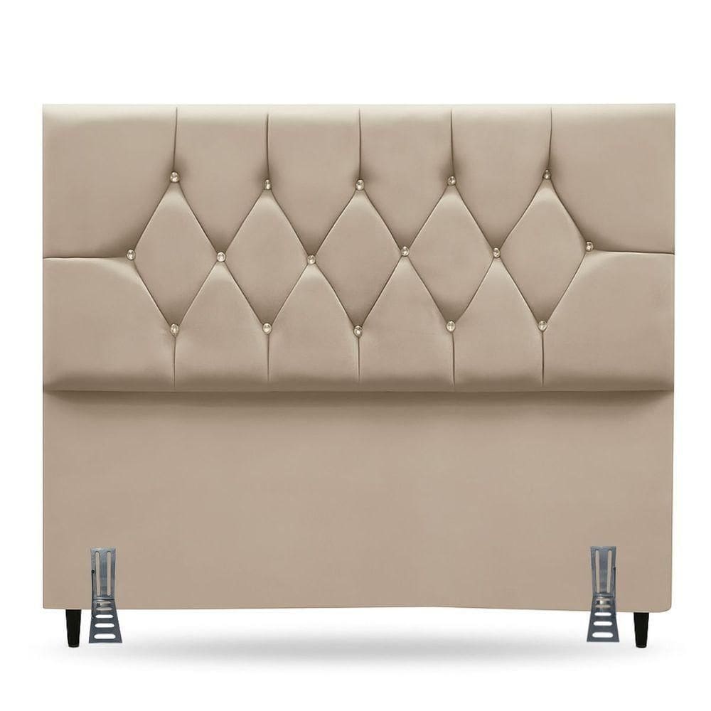 Cabeceira Para Cama Box King 195 Cm Brenda Com Frame Suede Bege