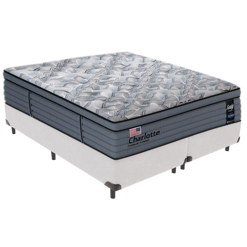 Cama Box Branco E Colchão King Charlotte Molas Ensacadas Sealy