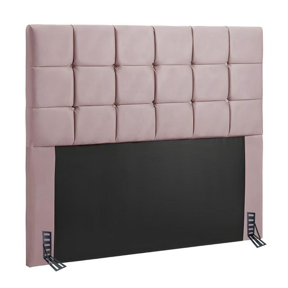 Cabeceira Queen 160 Cm Estofada Larissa Em Suede Com Frame Rose