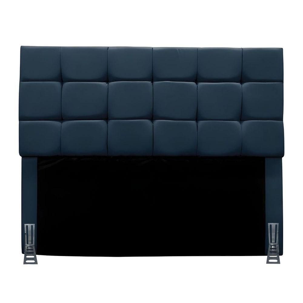 Cabeceira Solteiro 90 Cm Estofada Talita Em Suede Com Frame Azul Marinho