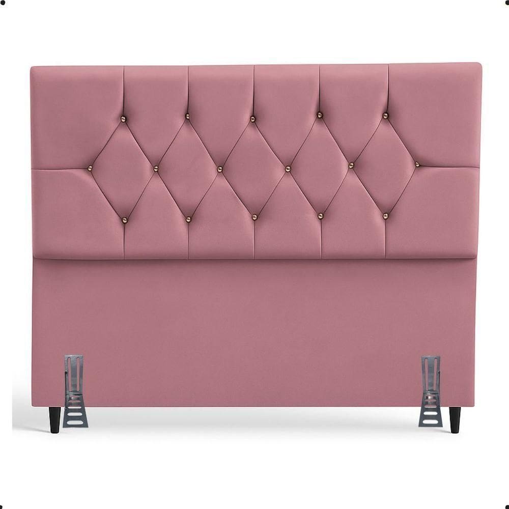 Cabeceira Para Cama Box King 195 Cm Brenda Com Frame Suede Rose