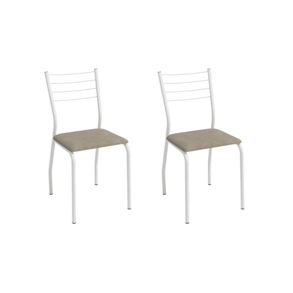 Cadeira Sala De Jantar Malta 2c140br Aço Kit 2 Un Branco/linho Bege Fendi - Kappesberg