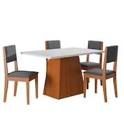 Conjunto Sala De Jantar Mesa 1,36m 4 Cadeiras Trento Dobuê.