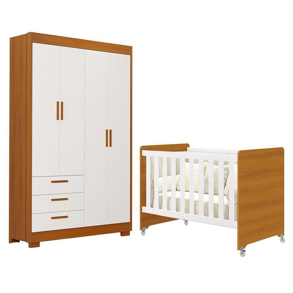 Jogo De Quarto Infantil Guarda Roupa Zaki E Berço Evolution Branco Fosco/savana - Reller Móveis Branco Fosco/savana