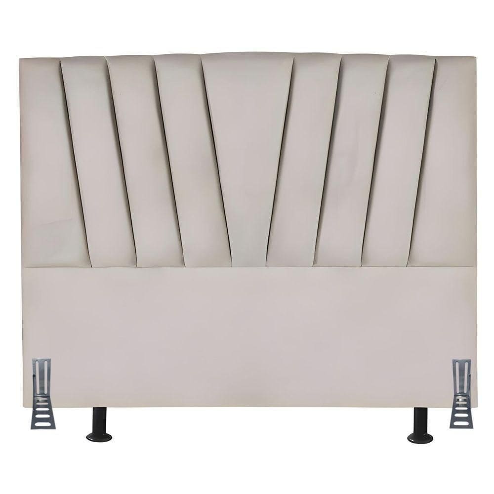 Cabeceira Cama Box Queen 160 Cm Joana Em Corino Com Frame Bege