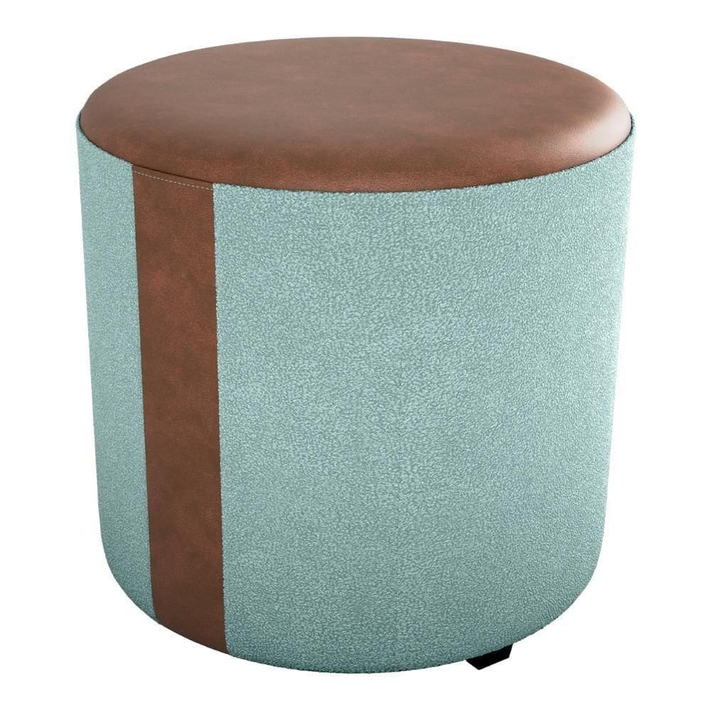 Puff Redondo Copenhage Corano Marrom Boucle Milani Store Azul