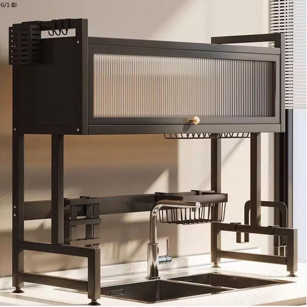 Escorredor De Louça Cozinha Suspensa Modula Pia Rack Organizador De Pratos Estante Preto