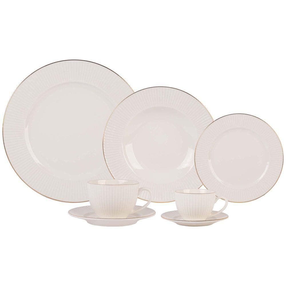 Aparelho De Jantar 42 Peças Lavish Em Porcelana L´hermitage Branco