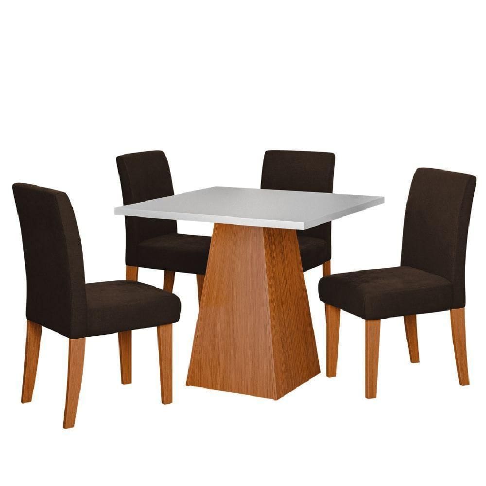 Conjunto Sala De Jantar Mesa Trento Quadrada 4 Cadeiras