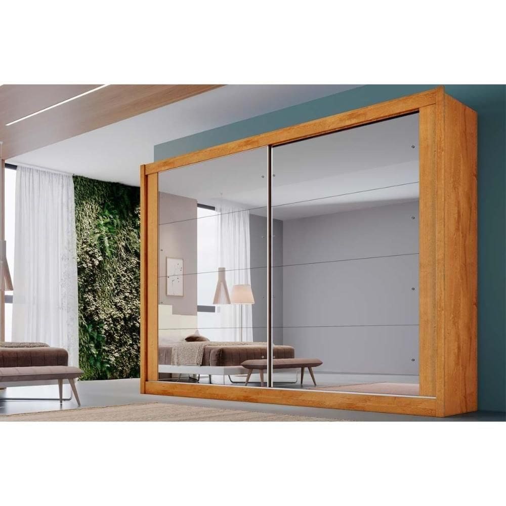 Guarda Roupa 2 Portas C/ Espelho E 4 Gavetas Creta Flex Peroba/peroba Ou Off White - Europa