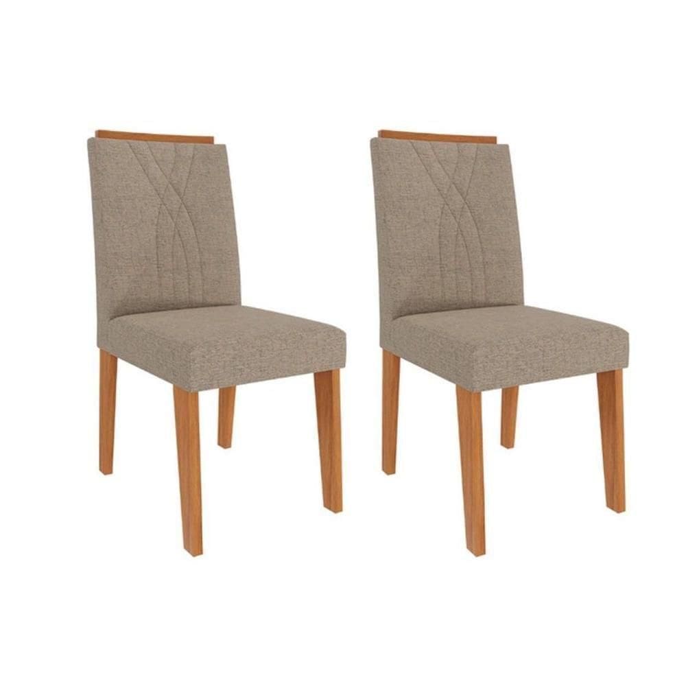 Cadeira Sala De Jantar Nicole Kit 2 Un Cinamomo/linho Bege - Cimol