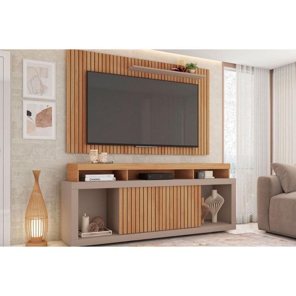 Home P/ Tv Até 60 Pol New Oscar C/ Rodízios 180x174cm Buriti/fendi - Caemmun