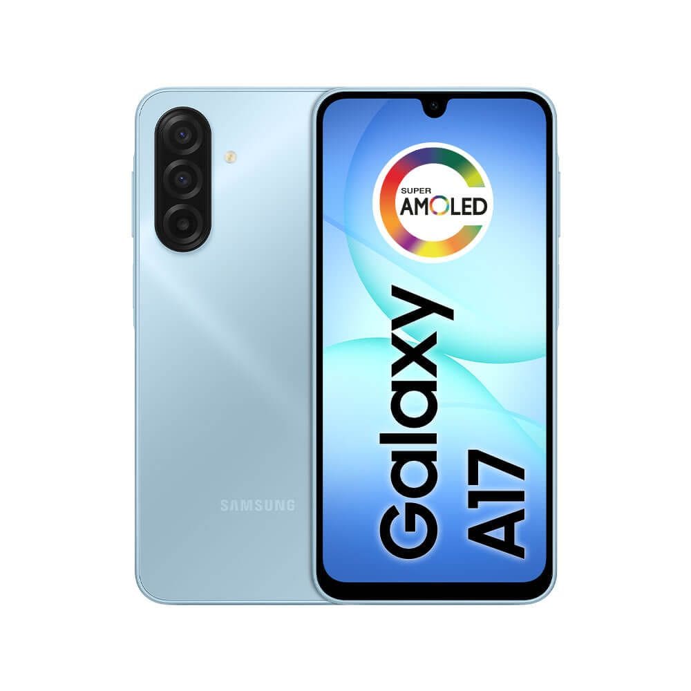 Celular Samsung Galaxy A17 com IA, 128GB, 4GB RAM, Câm de 50MP, Tela de 6.7”, NFC, IP54 - Azul