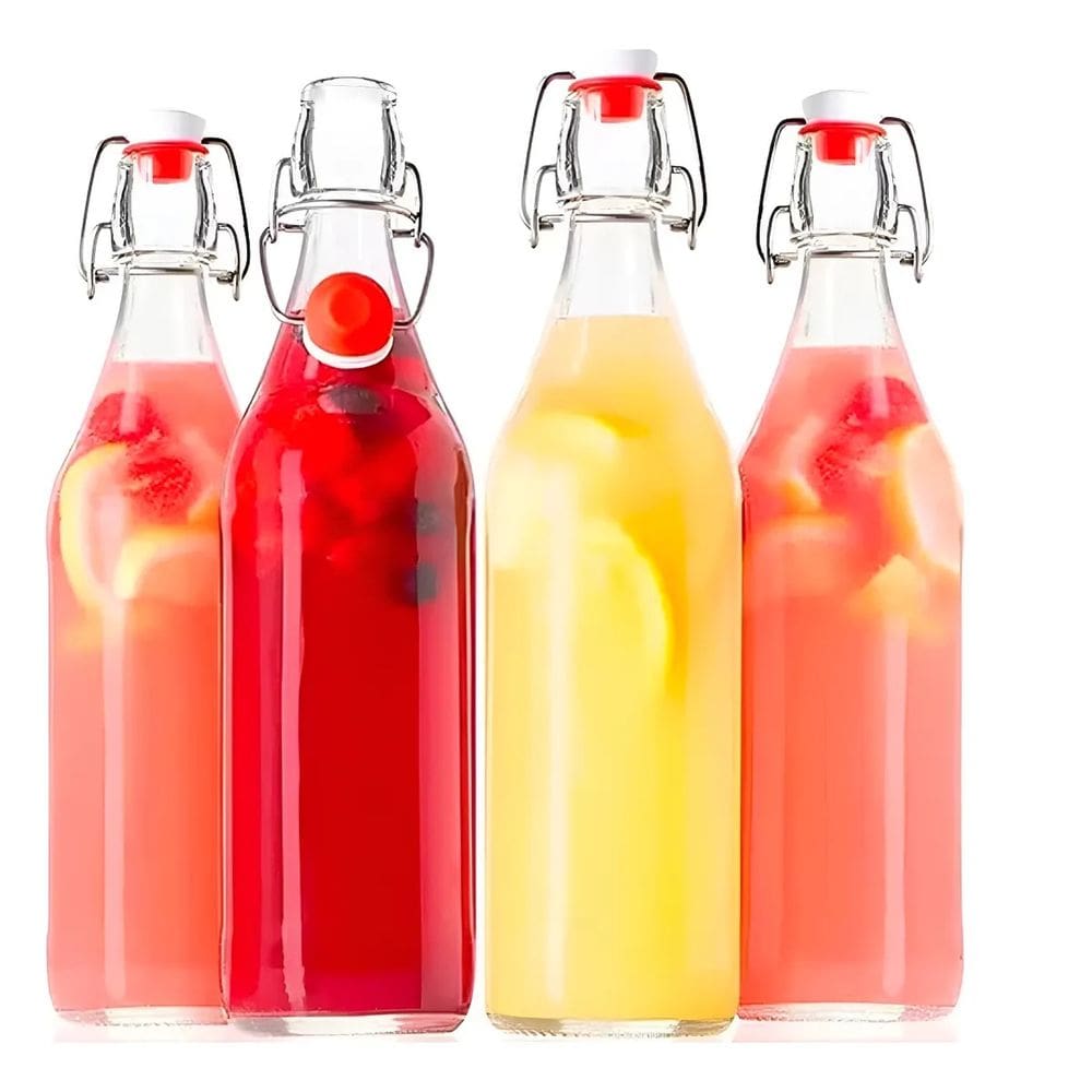 Garrafa De Vidro Transparente Com Tampa Hermética 950ML