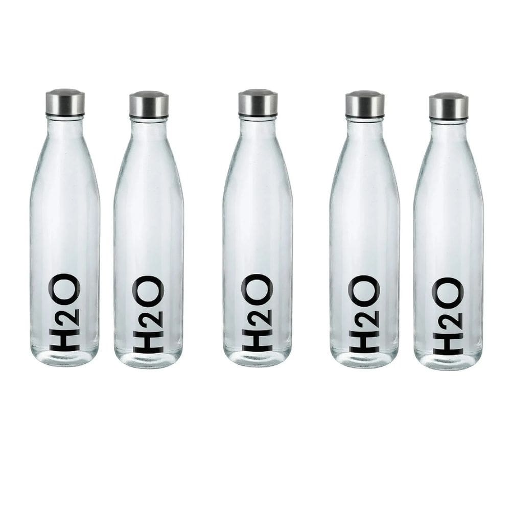 Garrafa Vidro Decorada H2o 1l Água Suco Chá Geladeira 5 Peças