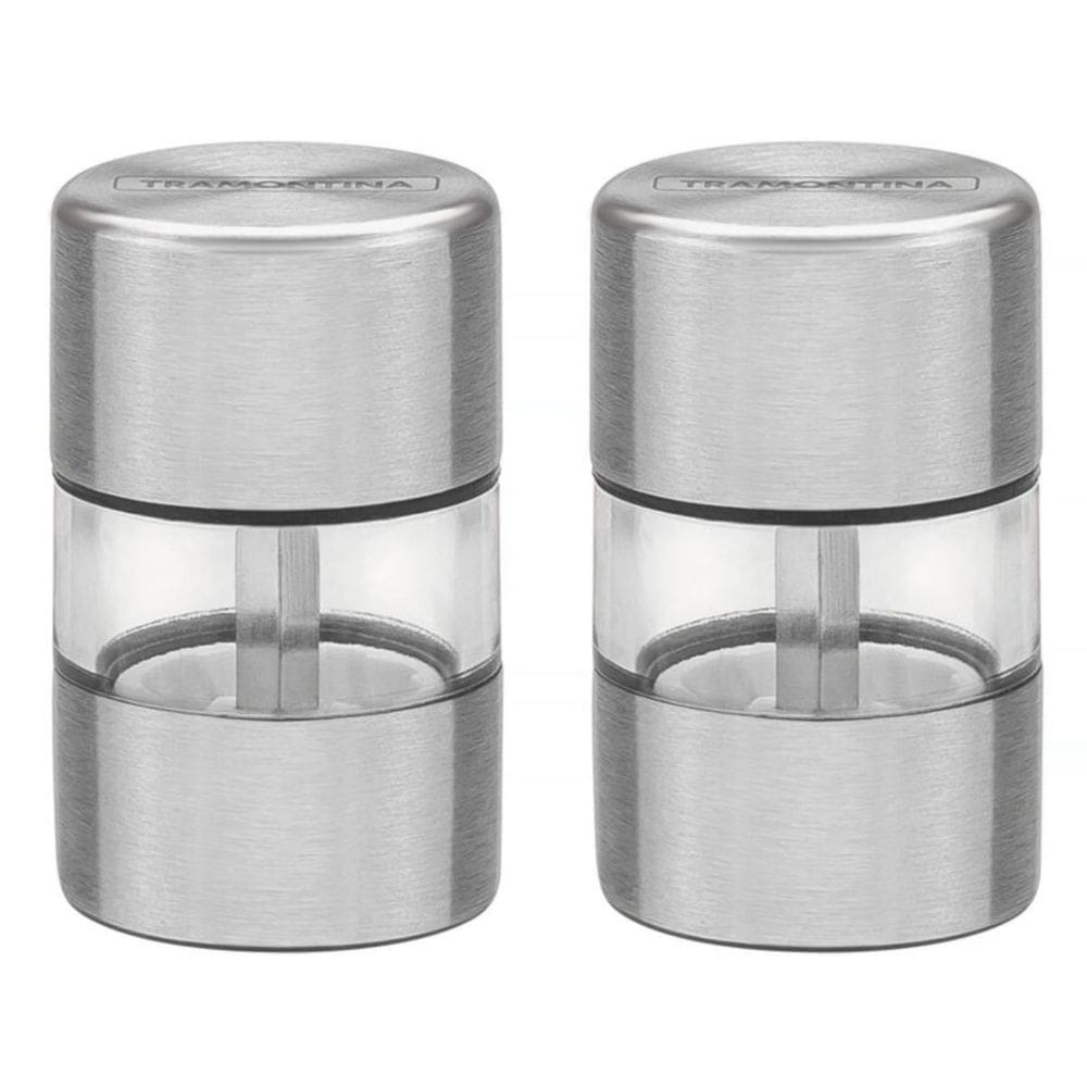 Conjunto Moedores Sal e Pimenta Realce Aço Inox 2 Peças Mini Tramontina